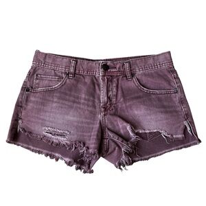 Free People Distressed Purple Denim Shorts cut offs size 27